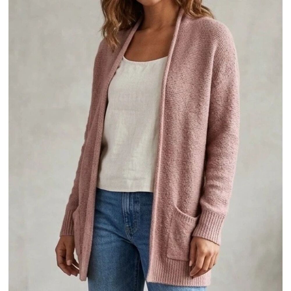 American Eagle Cardigan Womens L Fuzzy Sweater Pockets Open Front Academia Y2K